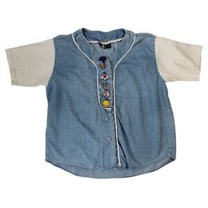 Vintage Looney Tunes Denim Shirt Topline USA Bugs Bunny Tweety L